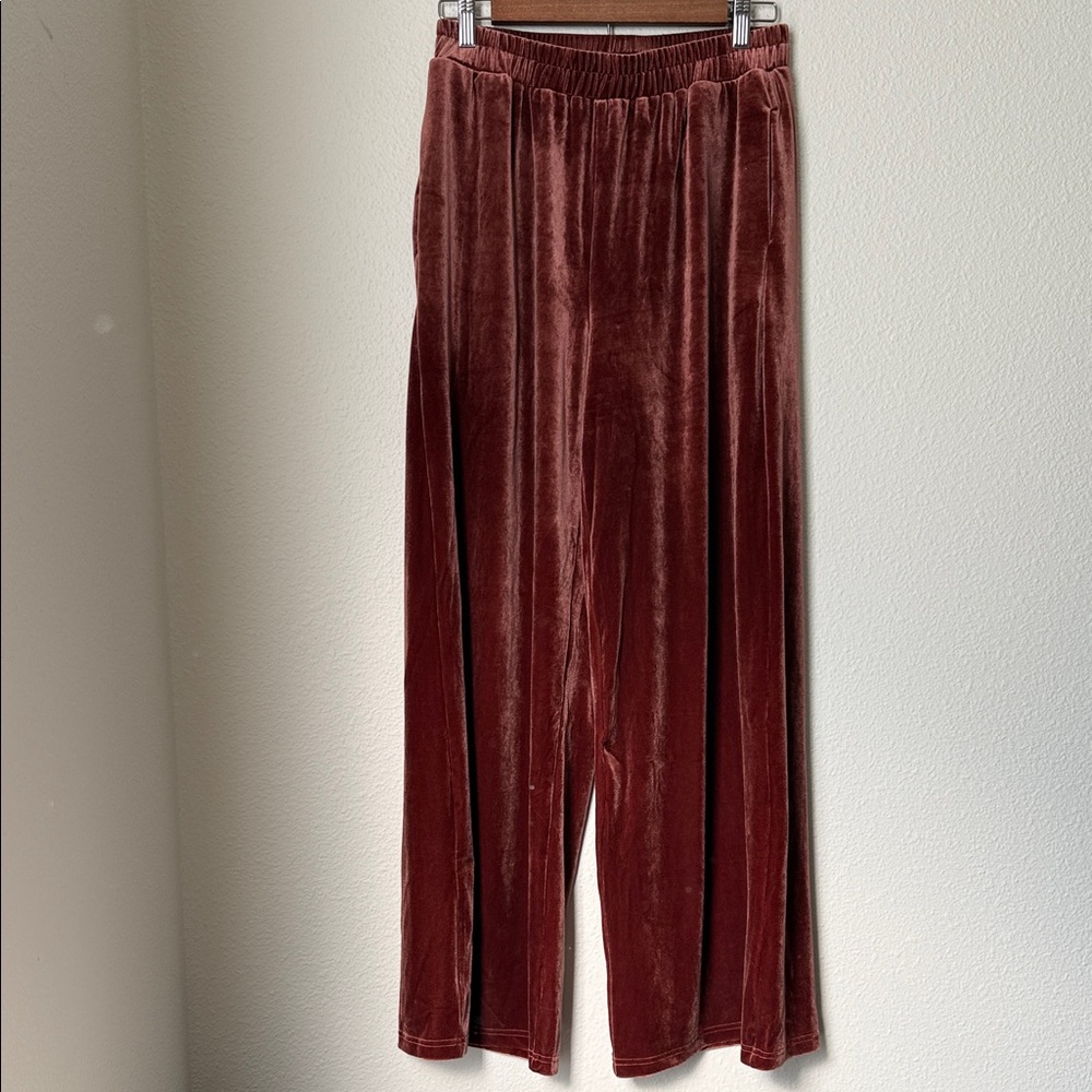 Cider Velour Wide Leg  Pull On Pants